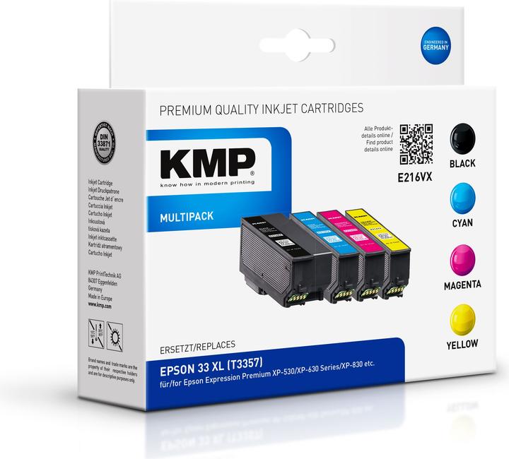 Actual product image KMP E216VX Multipack BK/PBK/CMY compatible with Epson T 3357 XL (C, FC, M, PBK, Y)