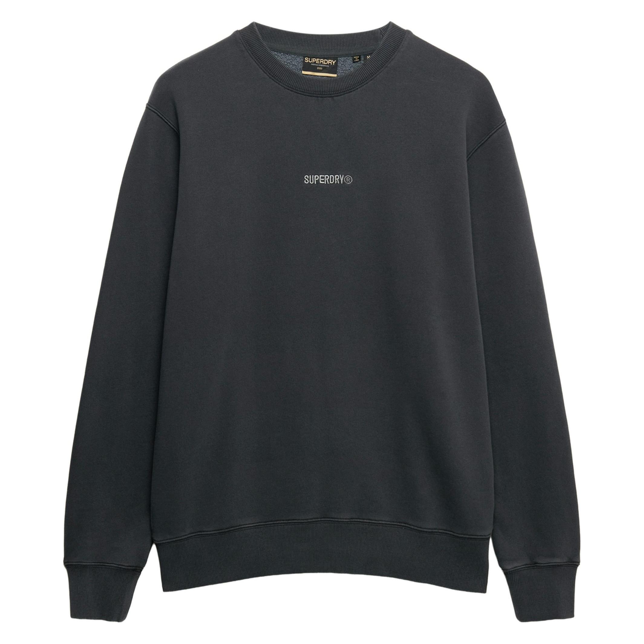 Superdry, Herren, Pullover, Micro Rundhals-Sweatshirt Mit Logo, Grau, Schwarz, (3XL)
