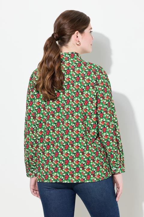 Actual product image Ulla Popken Floral Print Long Sleeve Corduroy Blouse (62)