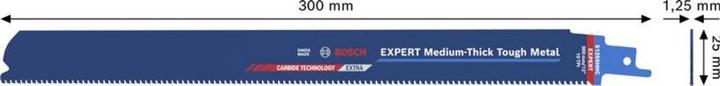 Actual product image Bosch Professional Zubehör EXPERT S1255HHC Medium-Thick Tough reciprozaagblad - 250mm - metaal (10st)