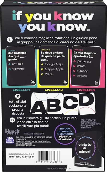 Actual product image Spin Master PARTY GAMES If You Know You Know (Italian)