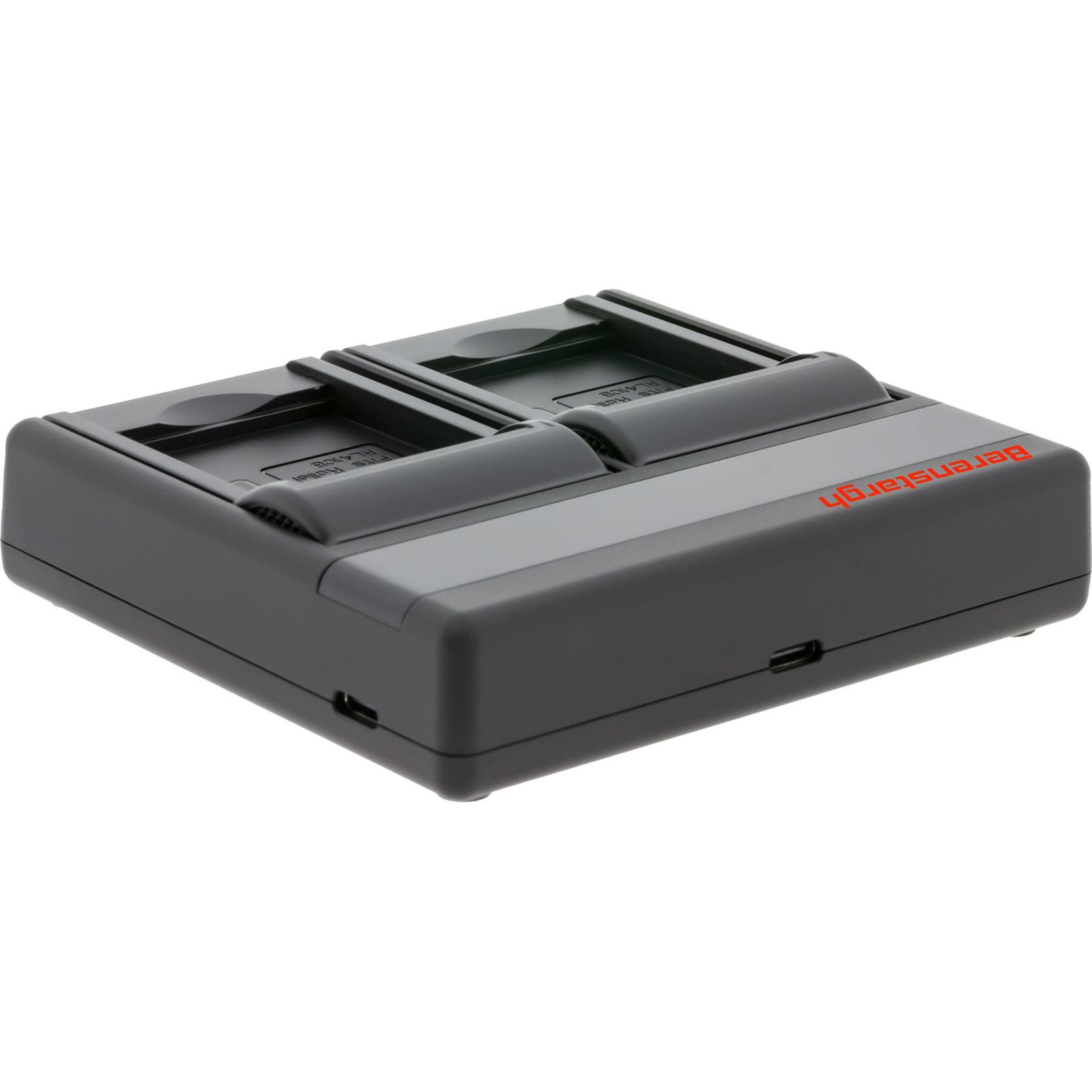 Berenstargh Dual PD Hyper Ladegerät f. Rollei RL410B USB-C in/out Powerbankfunktion (Caricabatterie per fotocamere), Alimentatore fotocamera, Nero