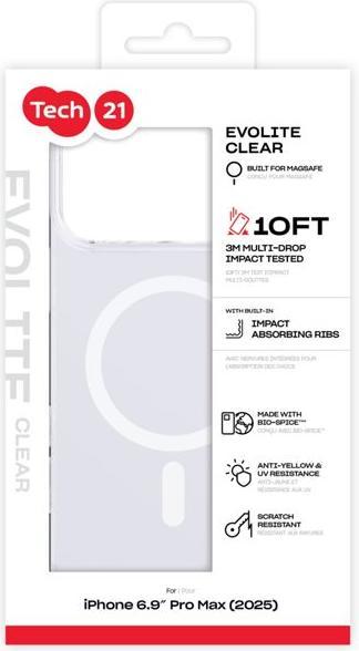Actual product image tech21 EvoLite Case MagSafe for iPhone 17 Pro Max Clear (Apple iPhone 17 Pro Max)