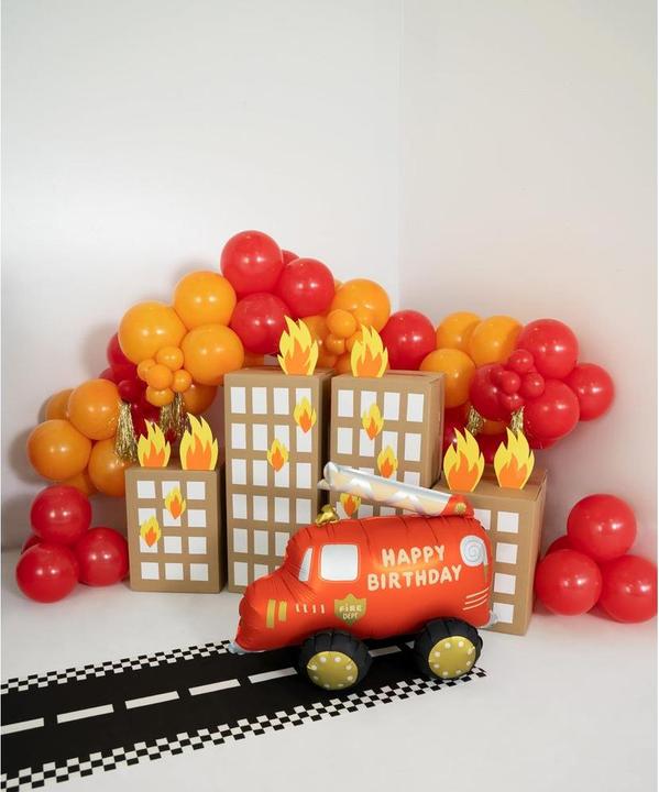 Actual product image Partydeco Foil balloon fire engine incl. straw 67 x 53 cm, 1 pc (1x)