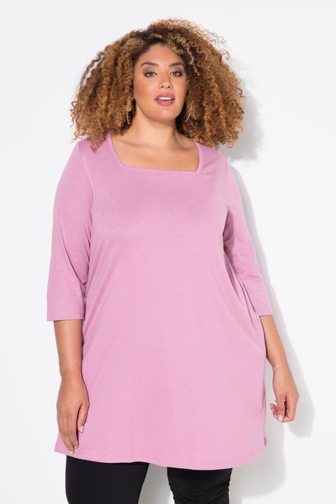 Produktbild Ulla Popken Longshirt, A-Linie, Carré-Ausschnitt, 3/4-Arm (56)