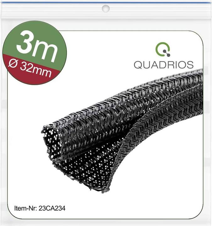 Produktbild Quadrios 23CA234 23CA234 Geflechtschlauch Schwarz Polyester 32 bis 33 mm 3 m (Kabelschlauch, 300 cm)