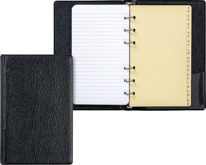 Actual product image Brunnen Ring binder 9x15cm imitation leather 6 rings 10mm incl. insert black (9 x 15 cm, 1 pcs.)