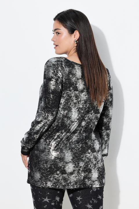 Actual product image Angel of Style T-Shirt, A-Linie, silberner Alloverdruck, Langarm (48)