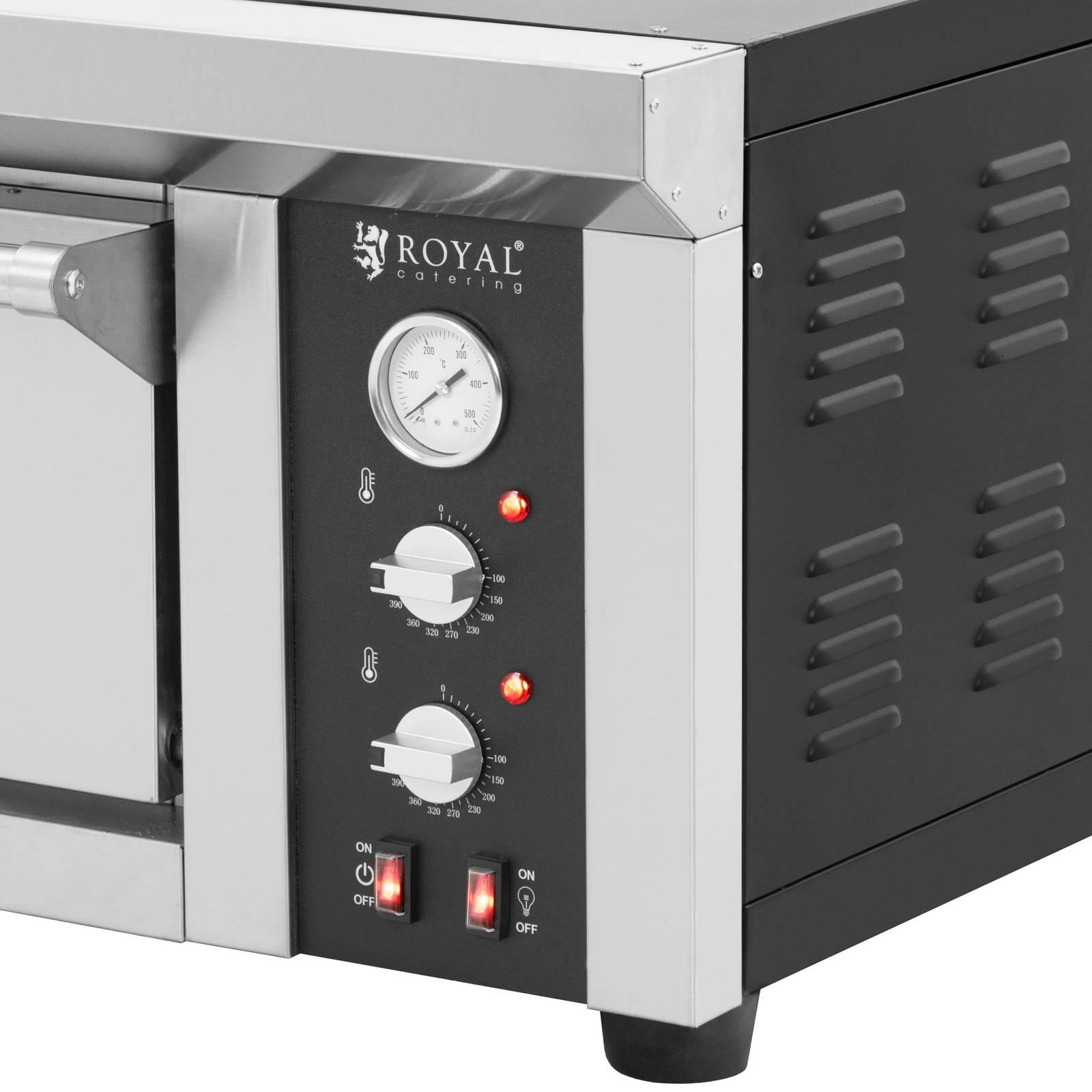 Thumbnail - Royal Catering, Pizzaofen, Elektro-Pizzaofen 1 Backkammer 450 °C Ober-/ Unterhitze für 4 Pizzas mit Ø 33 cm (Pizzaofen E...