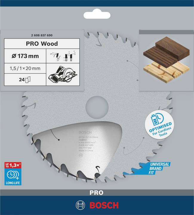 Productafbeelding Bosch Professional Zubehör Cirkelzaagblad Standaard voor hout, 173x1.5/1x20, 24 tanden