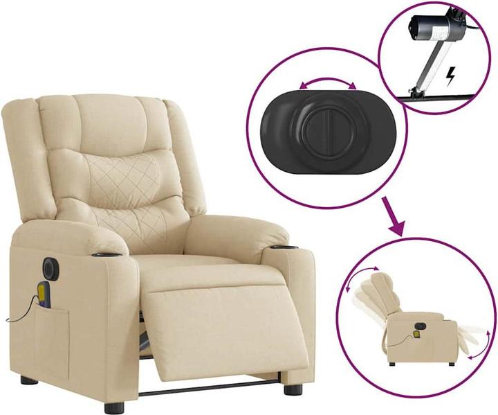 Actual product image vidaXL Massage chair electric cream fabric