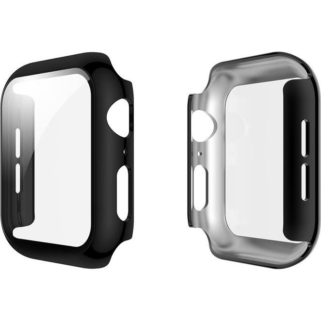 EKO Cover für Apple Watch 45mm Vollständiger Schutz mit gehärtetem Glas, Smartwatch Zubehör, Schwarz