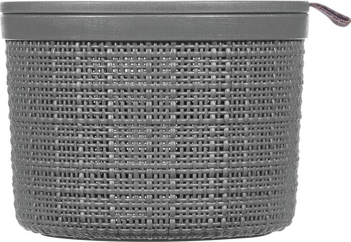 Actual product image Curver Round jute, 2 l, with lid, grey, 100% recycled, Acacia (17.10 cm, 2 l)