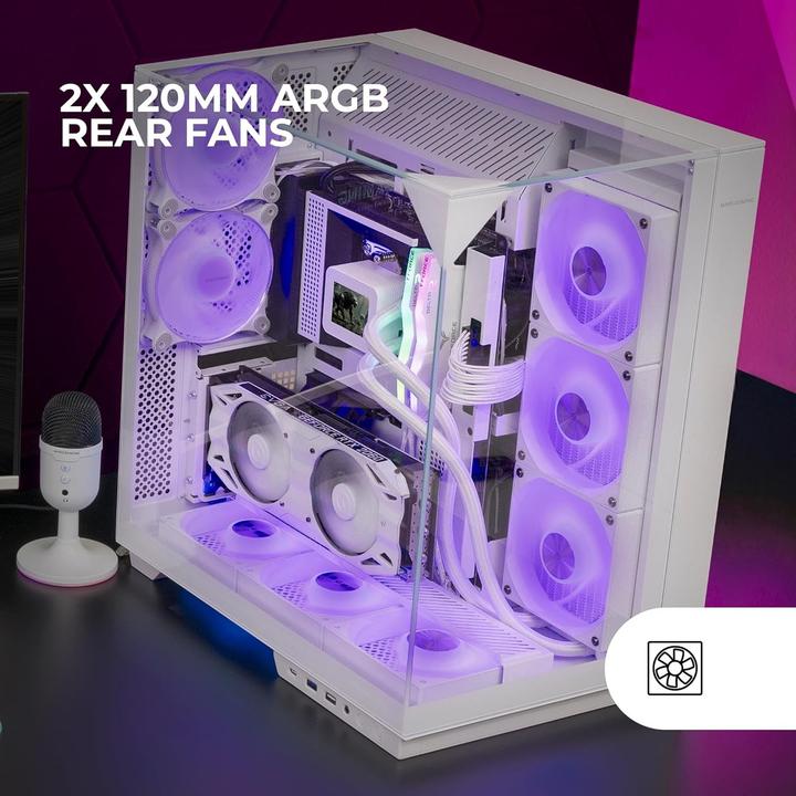 Immagine prodotto Mars Gaming Boitier Moyen Tour Atx Mc-3gf RGB Avec Panneaux Vitrés (Blanc) (ATX, mATX, Mini-ITX)