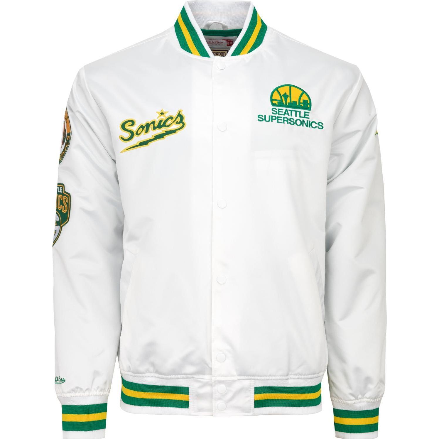 Mitchell & Ness, Herren, Jacke, City Lightweight Satin Jacke Seattle SuperSonics - M (M), Weiss, M