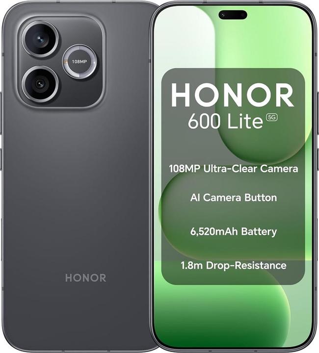 Image du produit Honor 600 Lite (256 Go, Noir, 6.60", Double SIM, 5G)
