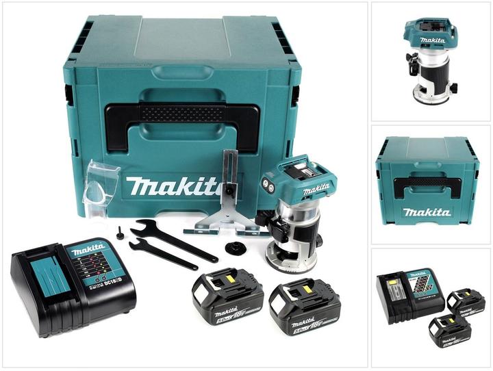 Actual product image Makita DRT 50 RTJ battery multifunction router 18V Brushless + 2x battery 5,0Ah + charger + Makpac
