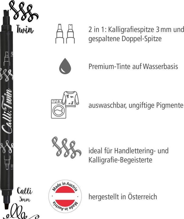 Image du produit Online Callibrush Pen TWIN 3mm 18600/6 Black (Noir)