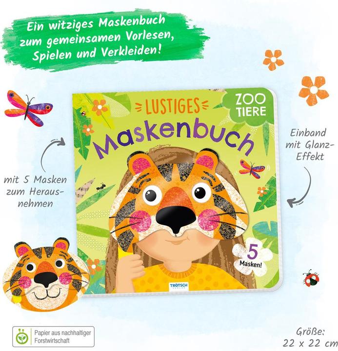 Produktbild Pappenbuch mit Masken Lustiges Maskenbuch Zootiere