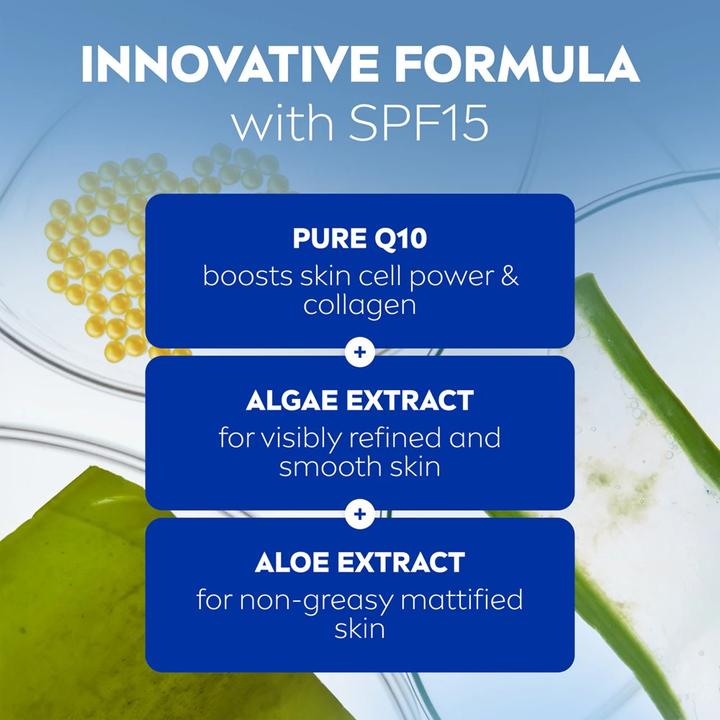 Actual product image NIVEA Q10 Power Anti-Wrinkle Moisturising Day Cream for Combination Skin 50ml (50 ml, Day cream, SPF 15)