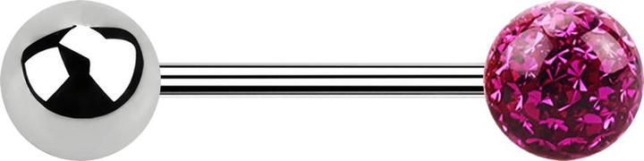 Actual product image Star Piercing Micro Barbell silber mit Kugel und Kristallkugel fuchsia Epoxy Schutzschicht (without brass, Surgical steel 316L)