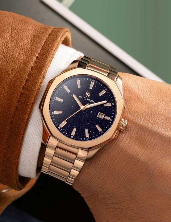 Actual product image Paul Rich PR-46698 Herrenuhr Mercer Aventurine Rose Gold Blue 40,5 mm 5ATM (Analogue wristwatch)