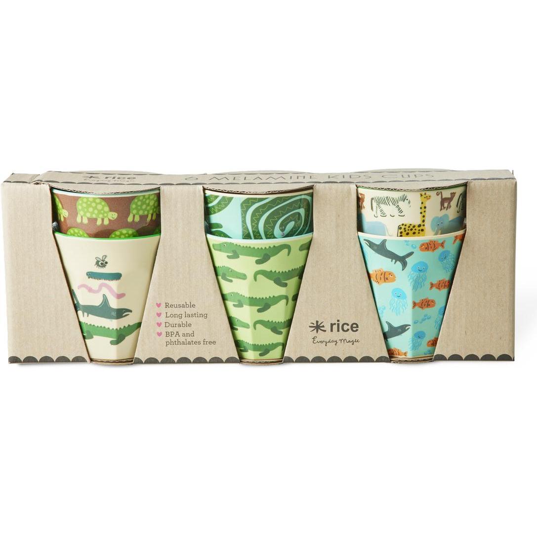 Rice, Kindergeschirr + Kinderbesteck, - Melamine Cups with Wildlife Print - Mint - Small