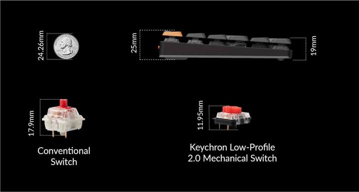Actual product image Keychron Gaming-Tastatur K1 QMK Version 6 Brown Switch (CH, Cable, Wireless)