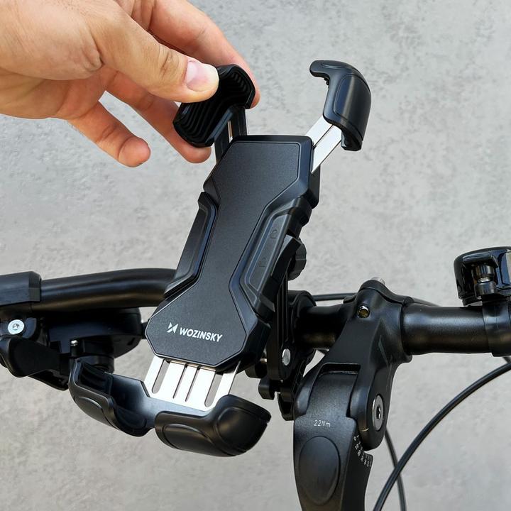 Actual product image Wozinsky strong phone holder for the handlebar of a bicycle, motorbike, scooters black (WBHBK6)