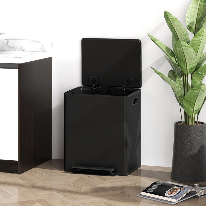 Actual product image Swisshandel24 Mülleimer 2 x 25L Treteimer mit Deckel, Fusspedal, Inneneimer, Edelstahl (50 l)