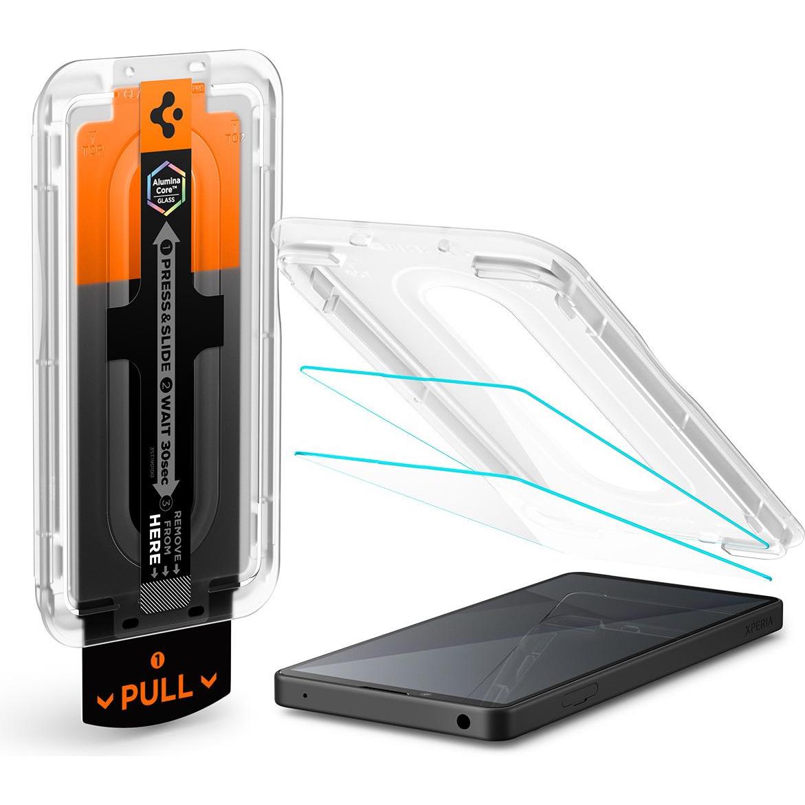 Spigen Glass tR EZ Fit Pro 2 Pack, transparency - Sony Xperia 10 VII (2 pz., Sony Xperia 10 VII), Pellicola protettiva smartphone, Trasparente