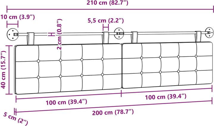 Actual product image vidaXL Schlafzimmer-Kopfteil (210 x 55 x 5 cm)