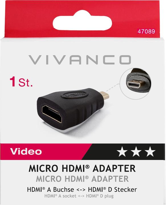Produktbild Vivanco Videoadapter (Micro HDMI, 1.15 cm)