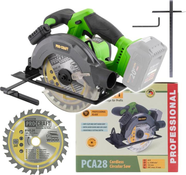 Produktbild Procraft PCA28bb Akku Handkreissäge 20 V 165 mm Brushless Solo - ohne Akku, ohne Ladegerät