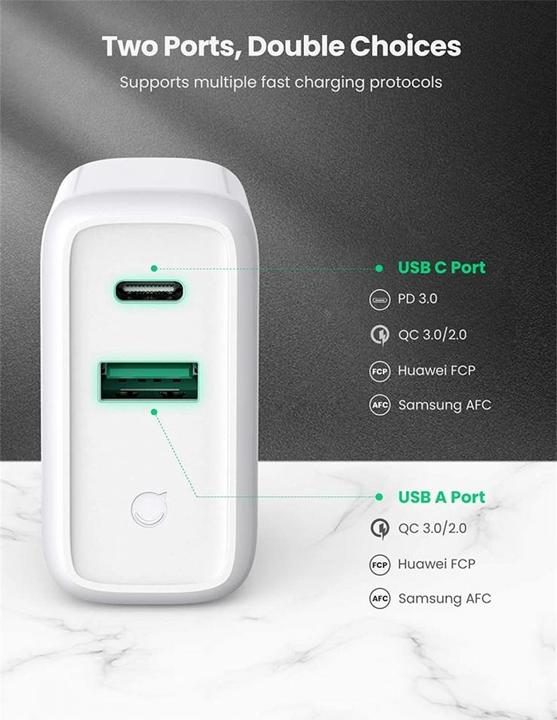 Produktbild Ugreen USB-A + USB-C 36W Ladegerät (36 W)