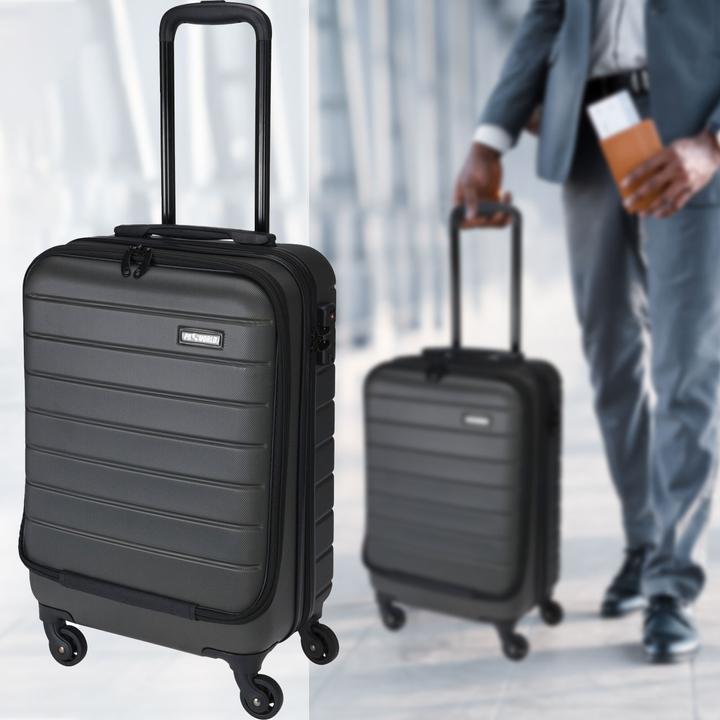 Image du produit ProWorld Valise trolley avec serrure TSA, poignée télescopique, gris foncé, 20 pouces, ABS, 35 x 22 x 55,5 cm (37 l, Bagage à main (jusqu'à 50l))