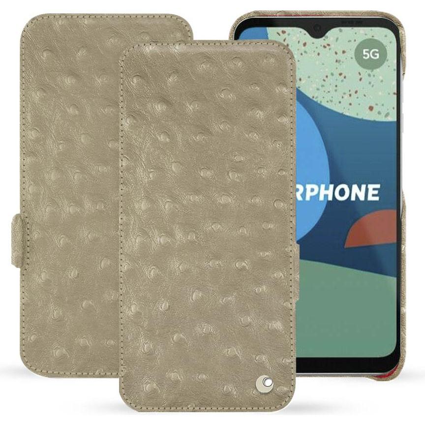 Noreve Lederschutzhülle horizontal (Fairphone 4), Smartphone Hülle, Beige