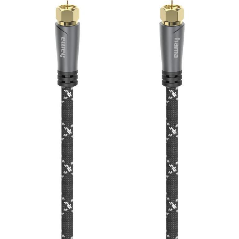 Hama SAT-Anschlusskabel, F-Stecker - F-Stecker, Metall, vergoldet, 1,5 m, 120 dB (120 dB, Antennenkabel), Antennenkabel