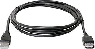 Actual product image Logo USB extension cable (2.0), USB A plug - USB A socket, 3m, black (3 m, USB 2.0)