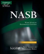 Produktbild NASB Wide Margin Reference Bible, black calfsplit leather, red letter text (Englisch, 2014)