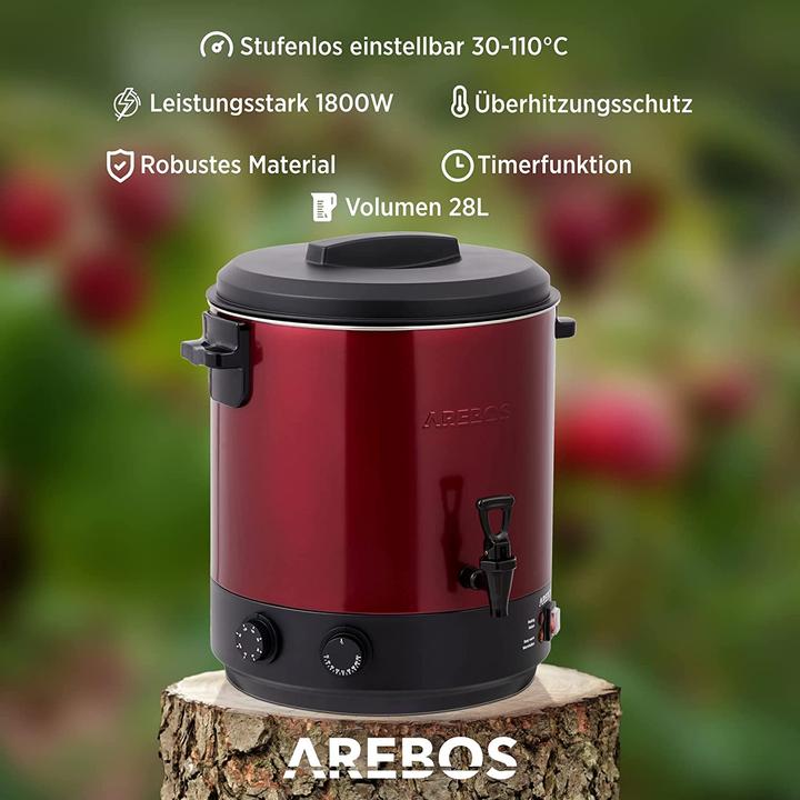 Produktbild Arebos Einkochautomat 1800 W 28L in Rot (28 l)