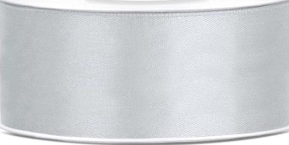 Actual product image Partydeco Satin ribbon, silver, 25mm/25m (1 pc. / 25 lm) (1x)