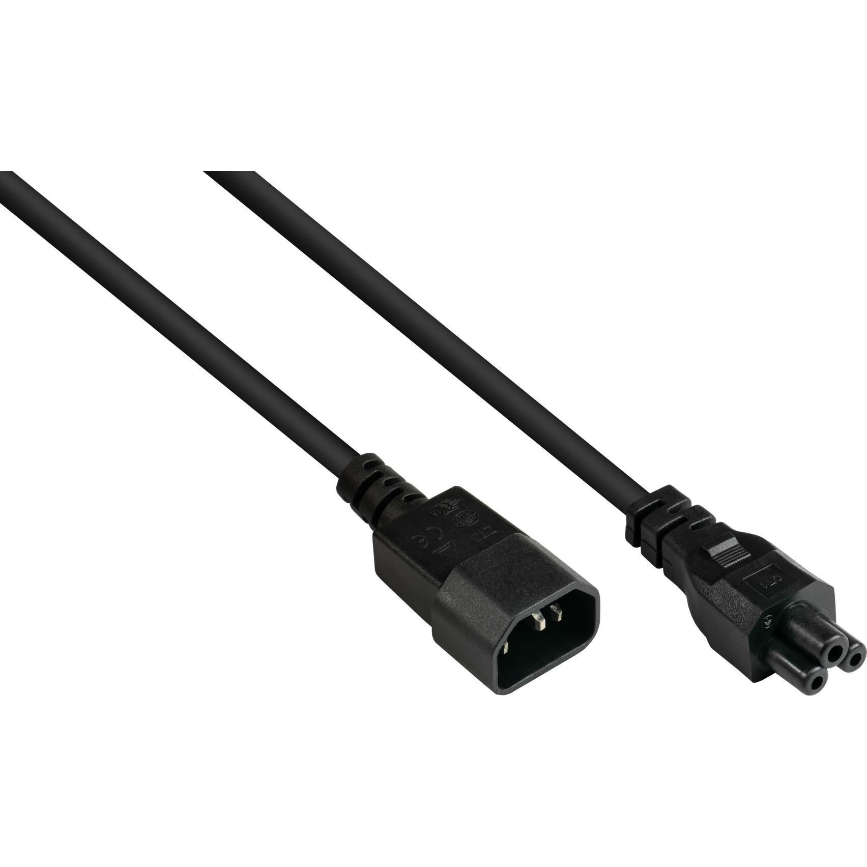 Good Connections P1405-S010 Stromkabel Schwarz 1 m C14-Koppler C5-Koppler (1 m), Stromkabel