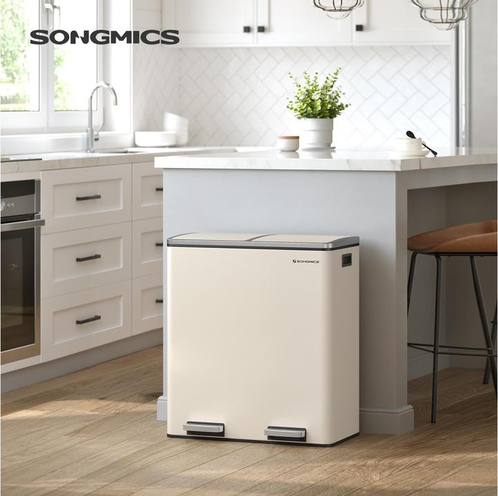 Produktbild Songmics Mülltrenner 2 x 30,0 l cremeweiss (60 l)