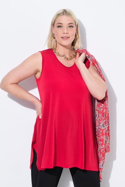 Produktbild Ulla Popken Jerseytop, Zipfelsaum, A-Linie, Rundhals, ärmellos (42, 44)