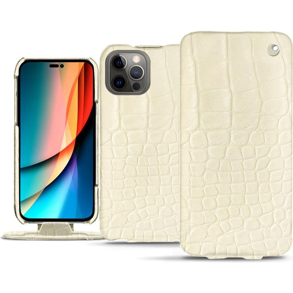 Noreve Lederschutzhülle vertikal (Apple iPhone 14 Pro), Smartphone Hülle, Beige