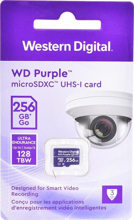 Productafbeelding WD Paars, Bewaking, microSD XC, Klasse - 10, UHS 1 (256 GB, microSDXC, U1, UHS-I)