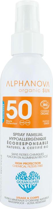 Produktbild Alphanova SUN Spray Familien Bio SPF50+ hypoallergen Rezyklierte Alu-Flasche (Sonnenspray, SPF 50, 150 g)