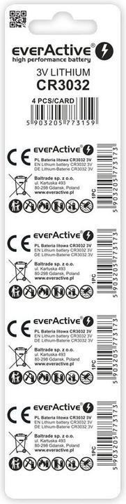 Produktbild Everactive High Performance Battery (4 Stk., CR3032, 580 mAh)