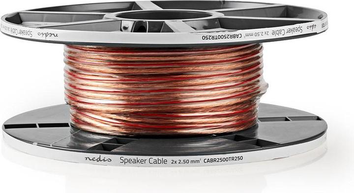 Immagine prodotto Nedis Cavo per altoparlanti | 2x 2,50 mm² | rame | 25,0 m | rotondo | PVC | trasparente | rotolo (25 m, 2.50 mm².)